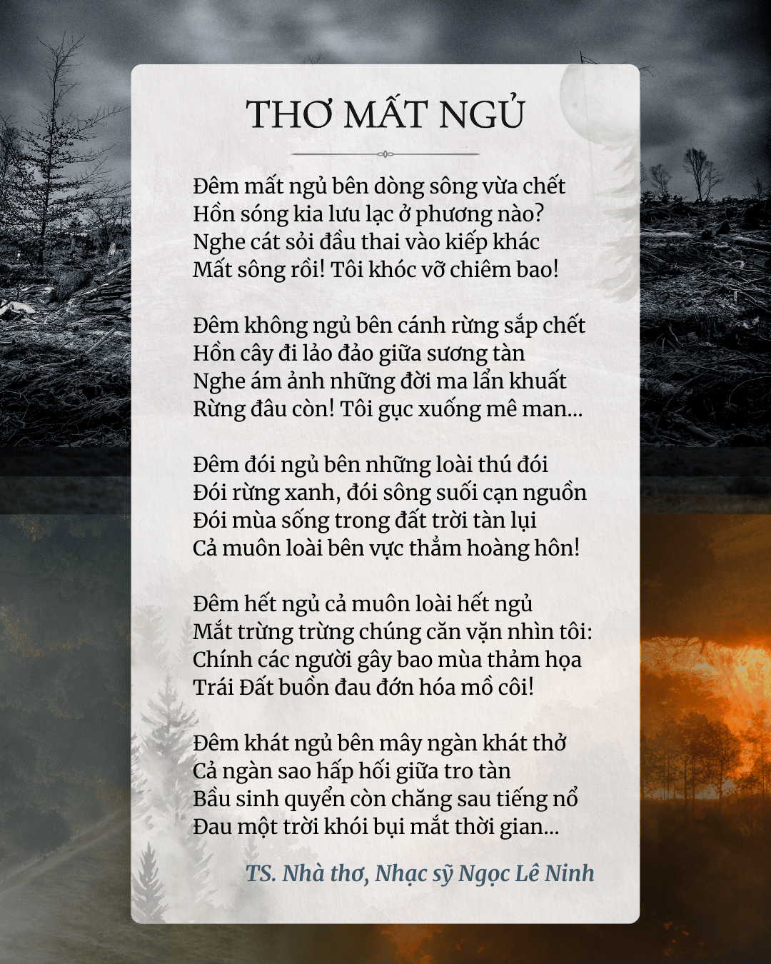 Từ Bài "Thơ Mất Ngủ” Của Ts, Nhà Thơ, Nhạc sỹ Ngọc Lê Ninh: Lời Nhắc Nhở Để Trái Đất Không Hóa Mồ Côi